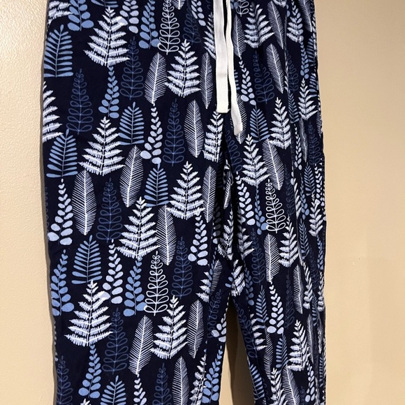 Garnet Hill Blue Fern Print Flannel Jogger Pants Pima Cotton Loungewear Size S - Picture 2 of 8